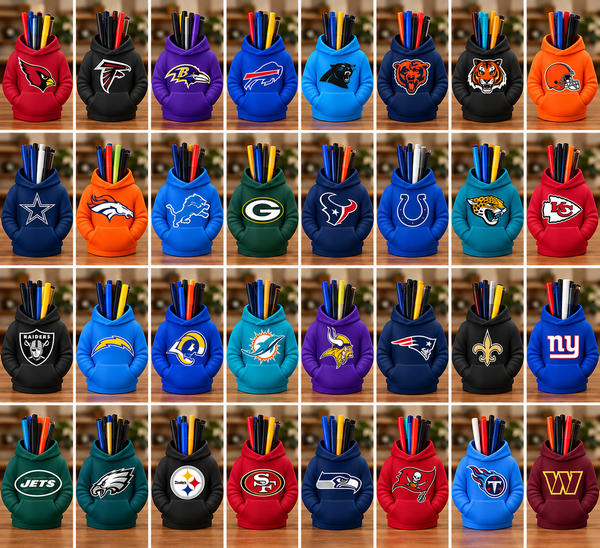 Football Hoodie Desk Organizer — Custom NFL Team Pen Holder Gift
