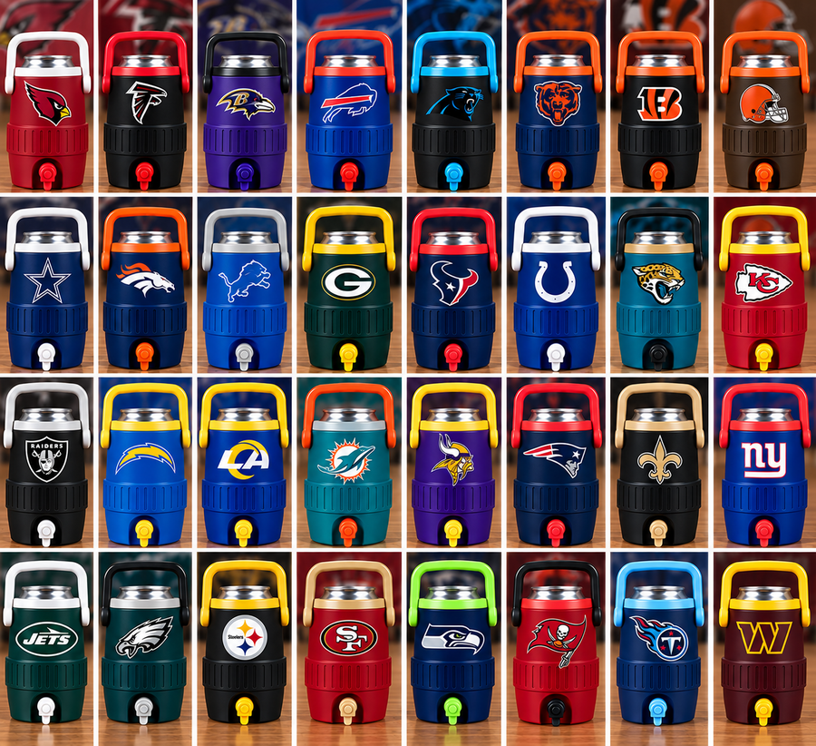 Mini Sideline Cooler Can Holder — Custom NFL Team Colors, Personalized Fan Gift