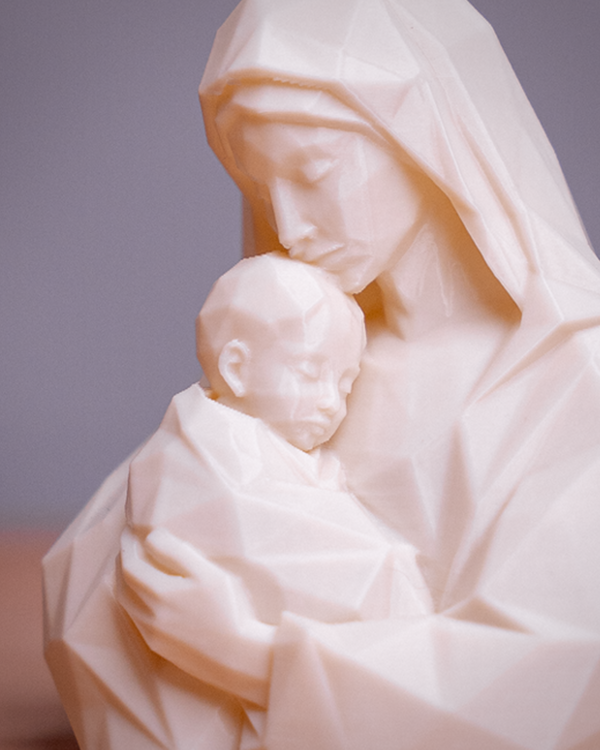 Geometric Mother and Child Statue