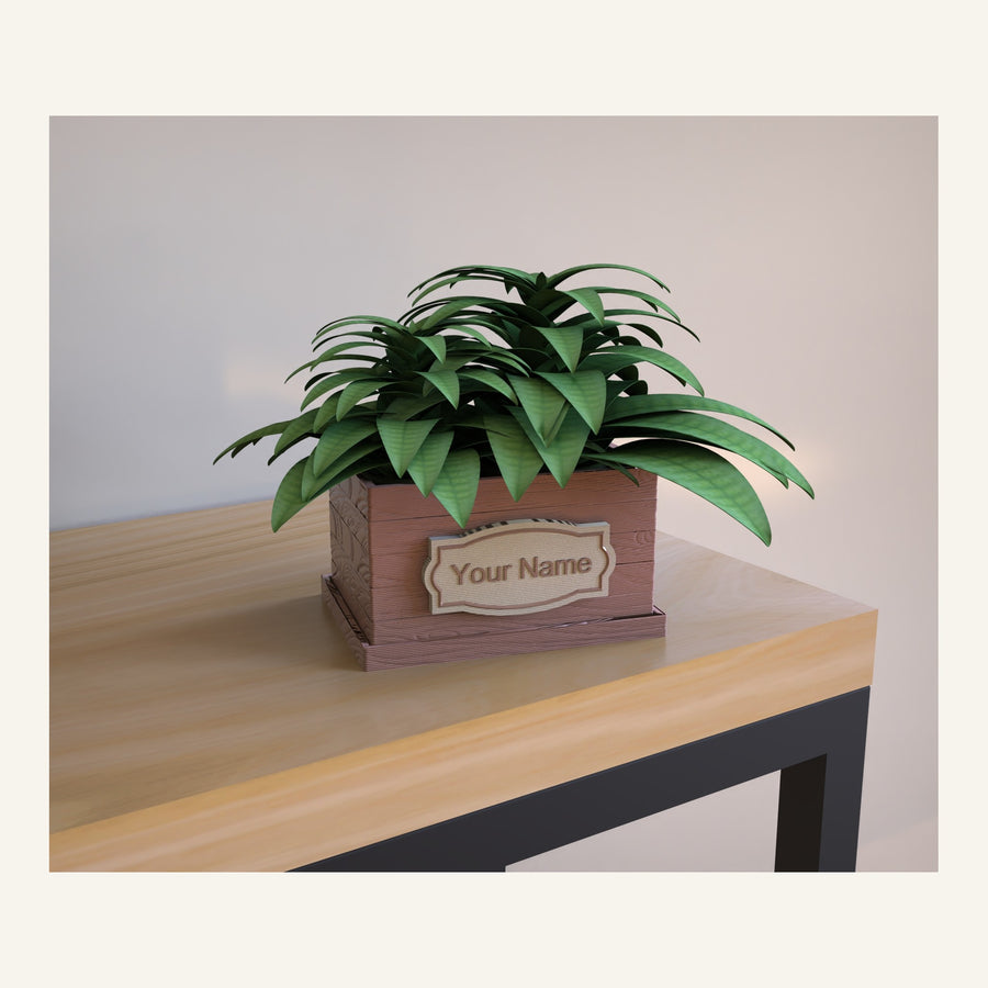 Wooden Planter with Name Label