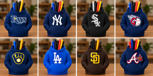 Baseball Hoodie Desk Organizer — MLB Playoff Team Pen Holder Gift