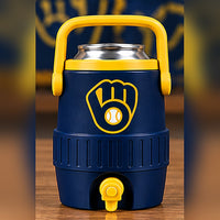 Milwaukee Brewers mini sideline cooler, navy and gold