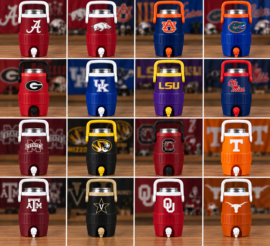 Mini Sideline Cooler Can Holder — SEC College Team Colors, Game Day Fan Gift