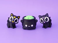 Mini Cauldron Clickers & Witchy Cats, Set of 5