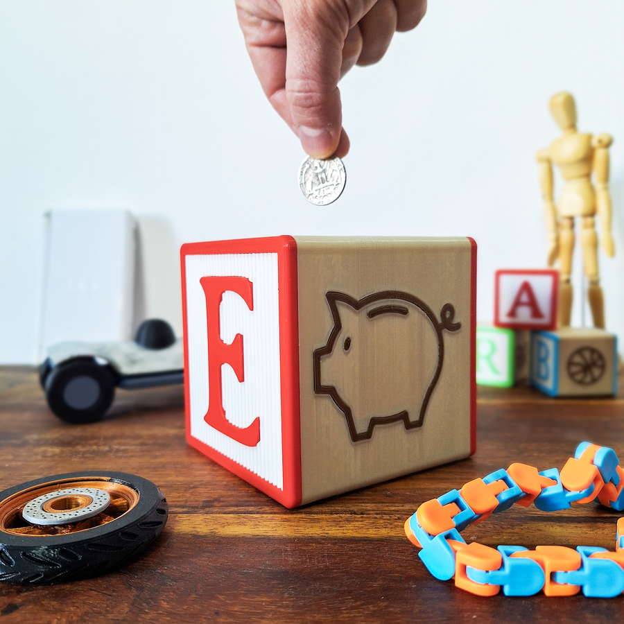 Alphabet Cube Piggy Bank