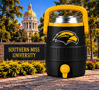 Hattiesburg black and gold mini sideline cooler can holder