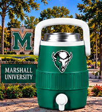 Huntington green and white mini sideline cooler can holder